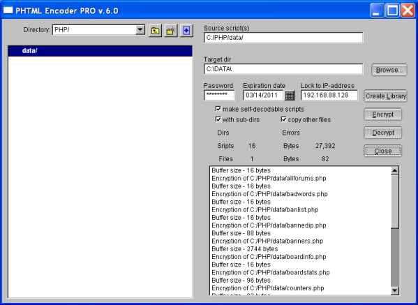 PHTML Encoder PRO under Windows